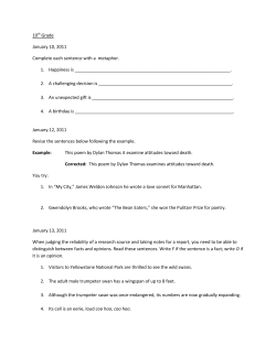 10th Grade January 10, 2011 Complete each sentence with a
