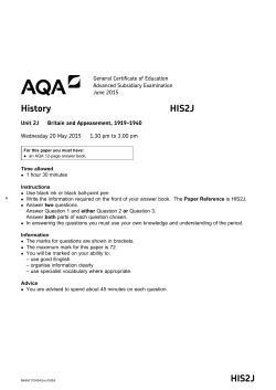 A-level History Question paper HIS2J - Britain and