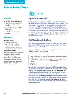 Future Perfect Tense - Benchmark Writer`s Workshop