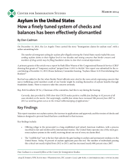 Asylum in the United States How a finely tuned system of checks