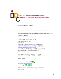 Brazil`s Role in the Biopharmaceutical Global Value Chain MIT