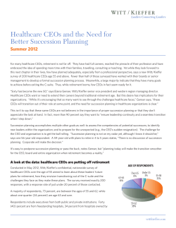 Healthcare CEOs and the Need for Better Succession