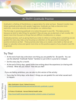 ACTIVITY: Gratitude Practice Try This! So u rces/ M o re Inform ation