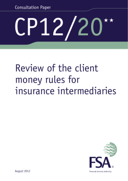 CP12/20 Review of the client money rules for insurance