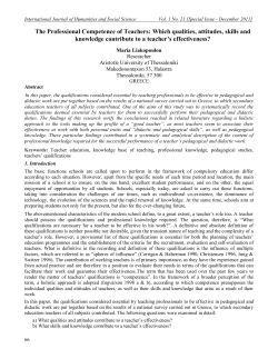 The Professional Competence of Teachers: Which qualities