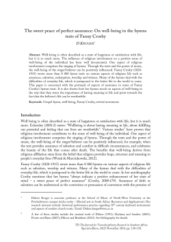 The sweet peace of perfect assurance: On well - NWU