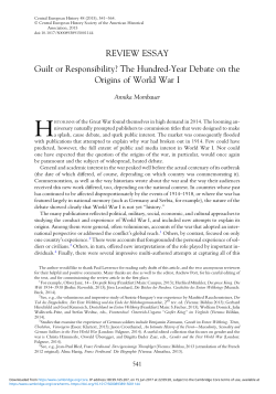 The Hundred-Year Debate on the Origins of World War I