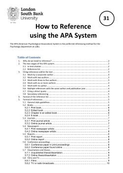 How to Reference using the APA System