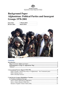 RRT Background Paper: Afghanistan: Political Parties and Insurgent
