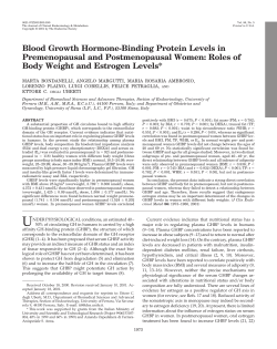 Blood Growth Hormone-Binding Protein Levels in Premenopausal