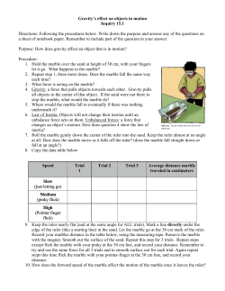 Gravity`s effect on objects in motion Inquiry 15.1 Directions