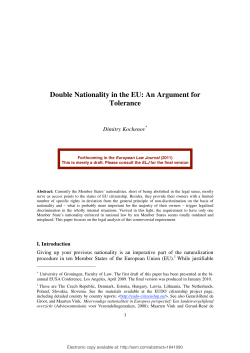 Double Nationality in the EU: An Argument for