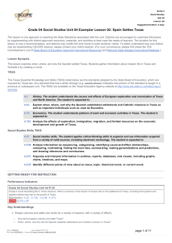 Grade 04 Social Studies Unit 04 Exemplar Lesson 02: Spain Settles