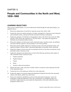 People and Communities in the North and West, 1830&ndash;1860