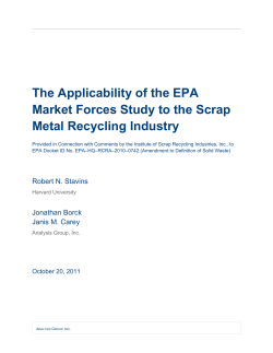 The Applicability of the EPA Market Forces Study to the Scrap Metal