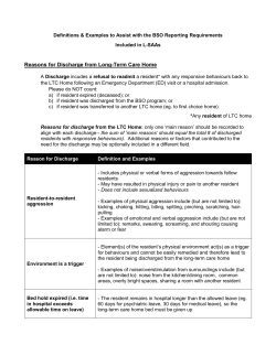 Reasons for Discharge from Long-Term Care