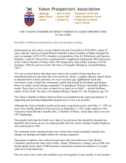 THE YUKON CHAMBER OF MINES - Yukon Prospectors` Association
