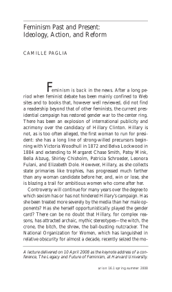 Feminism Past and Present: Ideology, Action, and Reform
