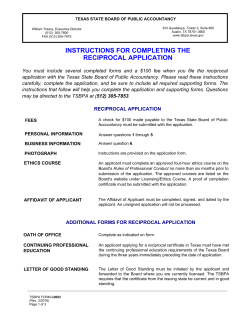 Instructions for Completing the Reciprocal Application