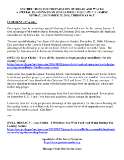 Instructions for Preparation of Bread and Water – Special Blessing