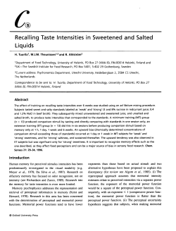 Recalling Taste Intensities in Sweetened and