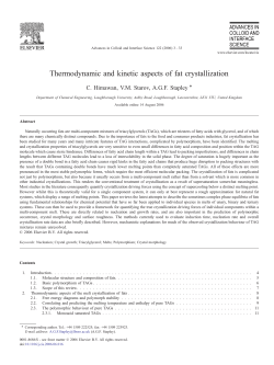 Thermodynamic and kinetic aspects of fat crystallization