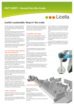 FACT SHEET – Second Gen Bio-Crude