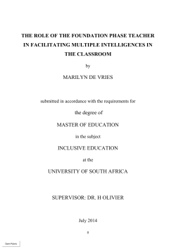 THE ROLE OF THE FOUNDATION PHASE TEACHER