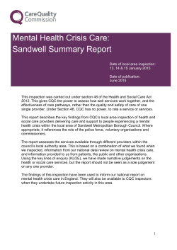 Mental Health Crisis Care: Sandwell Summary Report