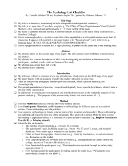 The Psychology Lab Checklist