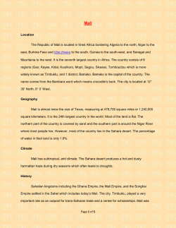 Page 1 of 5 Location The Republic of Mali is located in West Africa