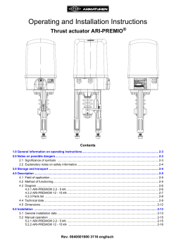 Operating and Installation Instructions - ARI