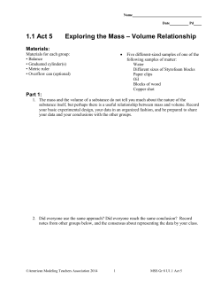 1.1 Act 5 Exploring the Mass – Volume Relationship