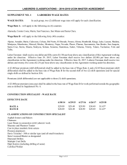 SUPPLEMENT NO. 1 LABORERS WAGE RATES