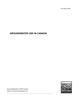 Groundwater Use in Canada - West Coast Environmental Law