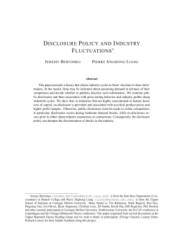 DISCLOSURE POLICY AND INDUSTRY FLUCTUATIONS&lowast;