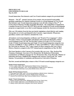 2015 Concours - Canadian Parents for French | New Brunswick