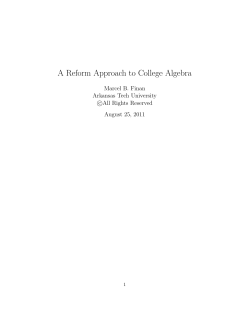 A Reform Approach to College Algebra
