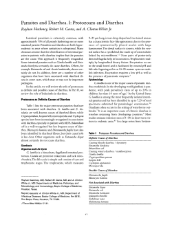Parasites and Diarrhea. I: Protozoans and Diarrhea