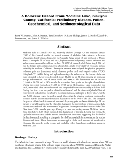 A Holocene Record From Medicine Lake, Siskiyou County