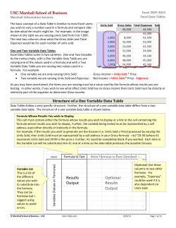 USC Marshall School of Business Structure of a One Variable