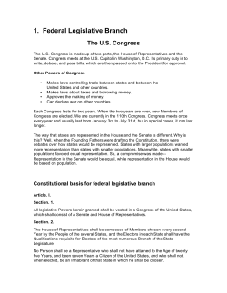 1. Federal Legislative Branch
