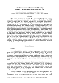 Activation of Food Markets and Food Security: Impact of Cereal