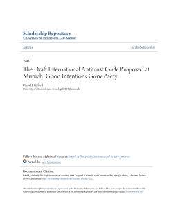The Draft International Antitrust Code Proposed at Munich: Good