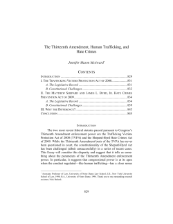 The Thirteenth Amendment, Human Trafficking, and Hate Crimes