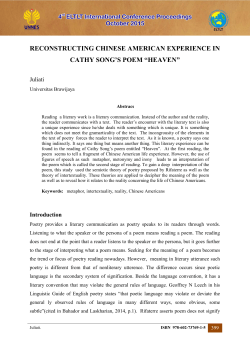 reconstructing chinese american experience in cathy song‟s poem