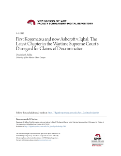First Korematsu and now Ashcroft v. Iqbal: The Latest Chapter in the