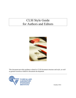 CLSI Style Guide for Authors and Editors