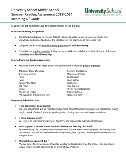 University School Middle School Summer Reading Assignment