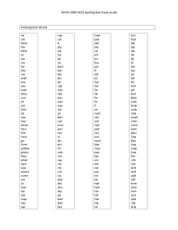 SHCPS 2009-2010 Spelling Bee Study Guide Kindergarten Words